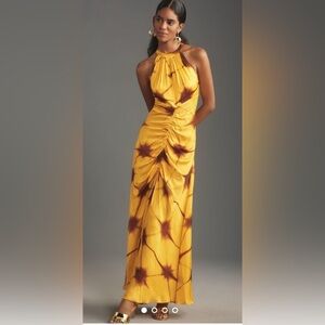 Anthropologie Yellow Tie-Dye Sleeveless Dress